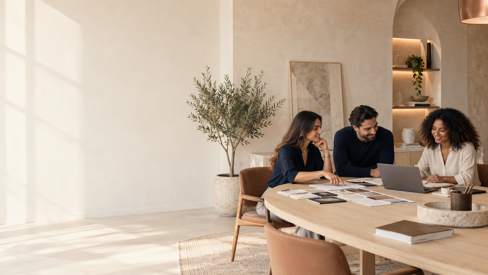 A collaborative marketing team discussing ideas